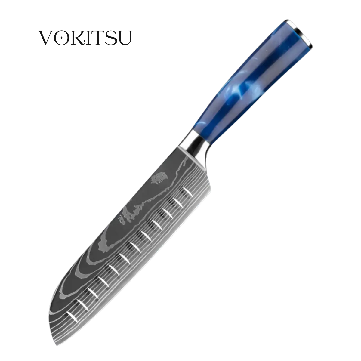 Couteau Santoku - Bleu Océan Vokitsu