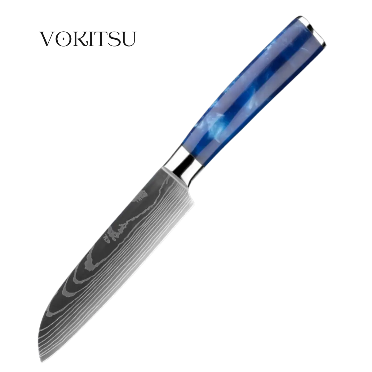 Couteau Santoku petit - Bleu océan Vokitsu